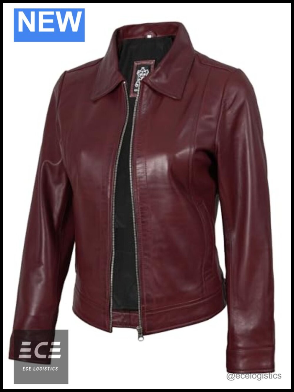Real Lambskin Leather Vintage Style Jacket Women Regular Fit Zip Moto